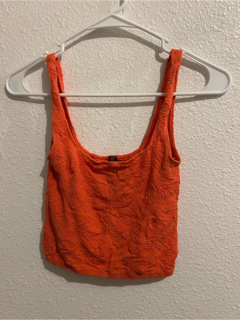 Anthropologie Orange Textured Scoop Neck Tank